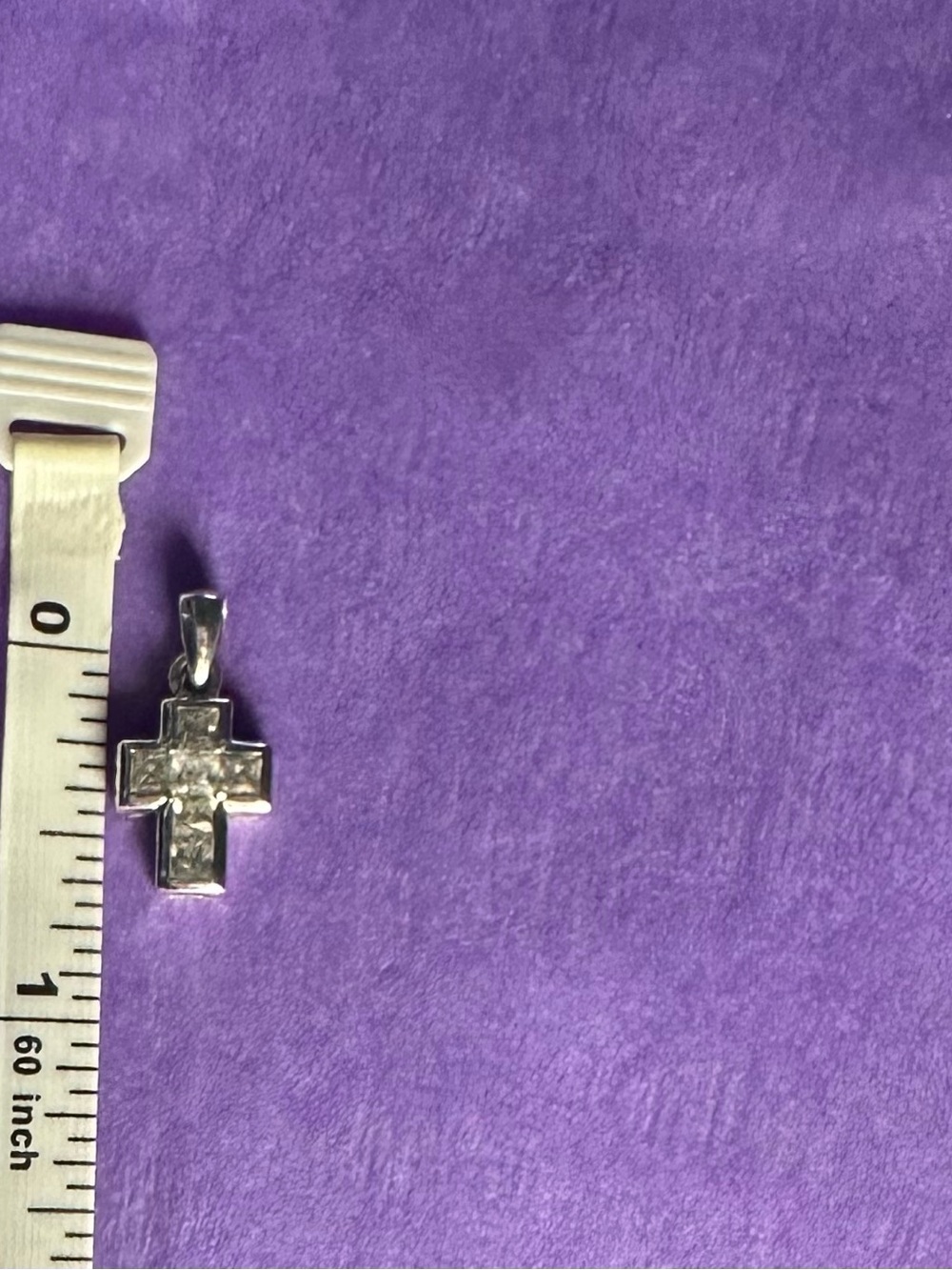 Sterling Silver Cross Pendant with Clear Stones - (pendant only) no chain - Picture 5 of 8